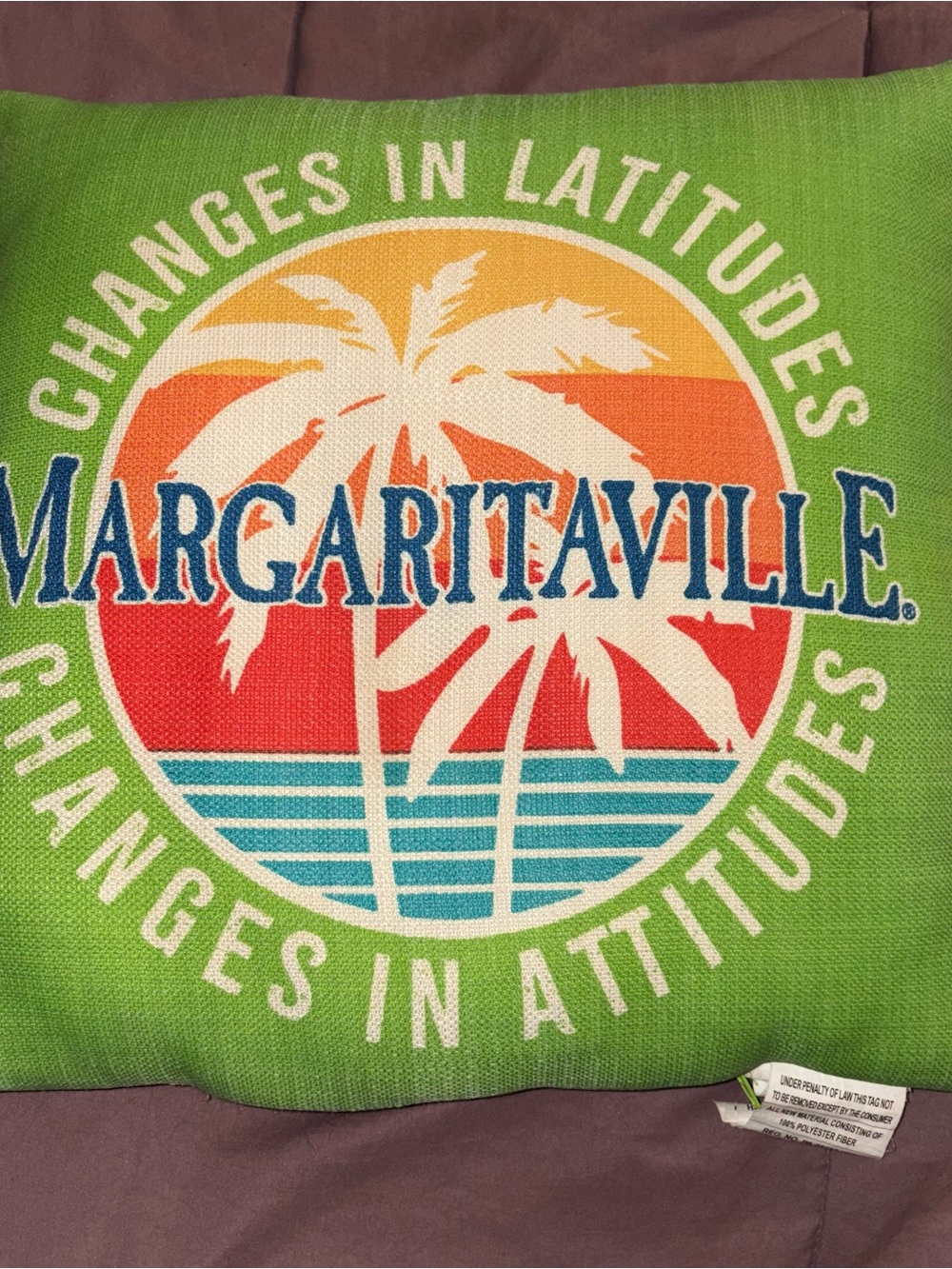 Margaritaville Green Palm Sunset Graphic Accent Pillow
